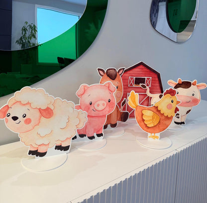 Farm Animals Double-Sided Table Centerpieces Set 6, Baby Shower, Nursery Decor, Table Decor, Birthday Decorations, Farmhouse Decor, Props