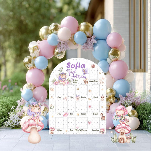 Personalized Fairy First Birthday Photo Board — custom party decor, printed and cut to shape