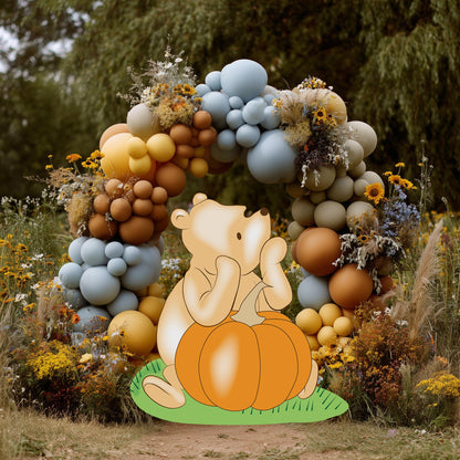 Pumpkin Honey Bear Cutout — custom party decor, printed and cut to shape