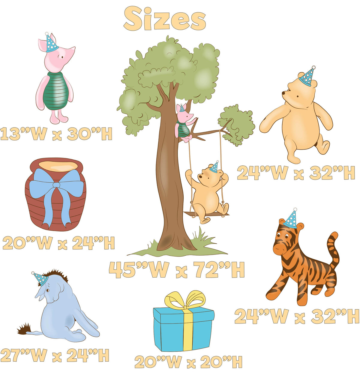 Classic Blue Honey Bear Cutouts, Boy Baby Shower Decor, Yard Sign, Tree Cutout, First Birthday Party Prop