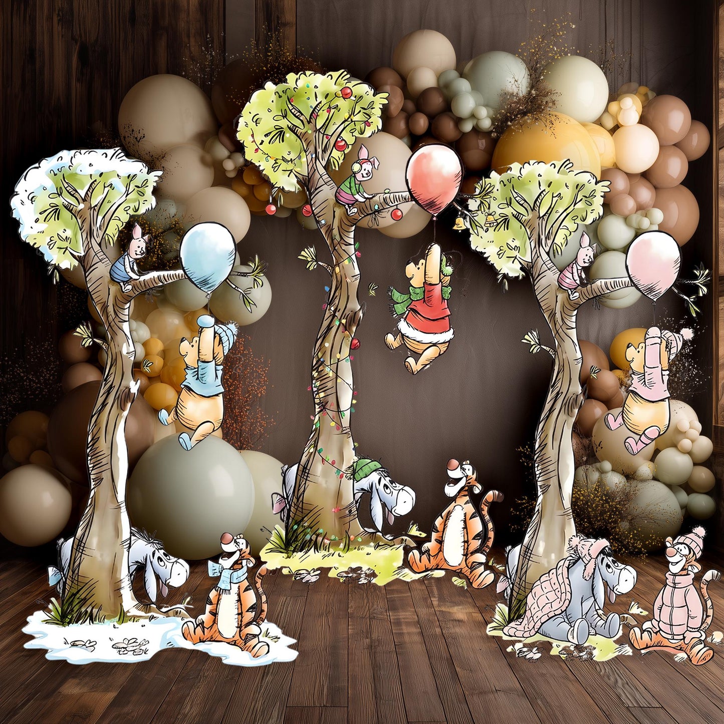 Christmas Honey Bear Cutouts — custom party decor, printed and cut to shape