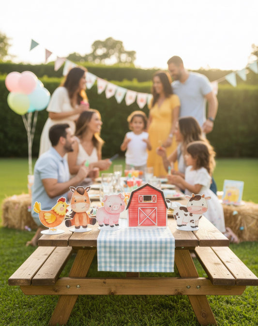 Farm Animals Double-Sided Table Centerpieces Set 6 — custom party decor, printed and cut to shape
