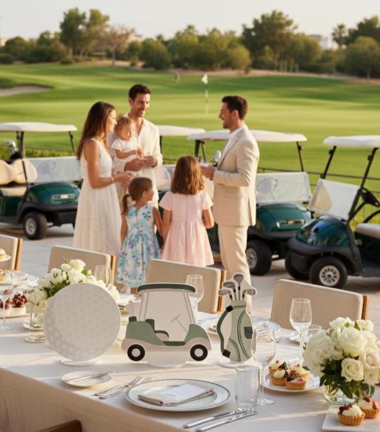 Golf Party Double-Sided Table Centerpieces Set 3, Hole in One, Baby Shower, Nursery Decor, Table Decor, 1st Birthday Decoration, Golf Cutout