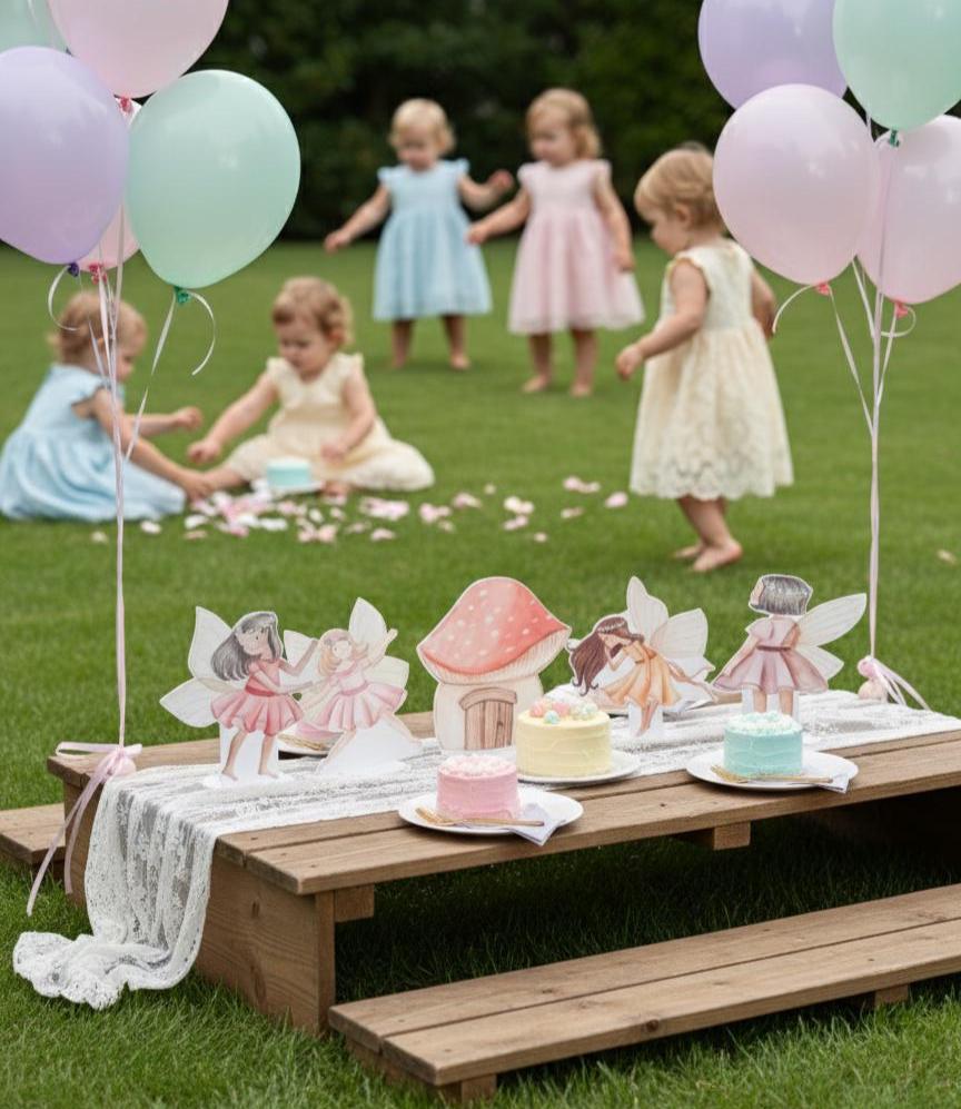 Pink Fairy Double-Sided Table Centerpieces Set 5, Baby Shower, Nursery Decor, Table Decor, Fairy First Birthday Cutouts, Party Props