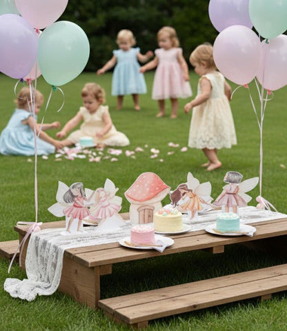 Pink Fairy Double-Sided Table Centerpieces Set 5, Baby Shower, Nursery Decor, Table Decor, Fairy First Birthday Cutouts, Party Props
