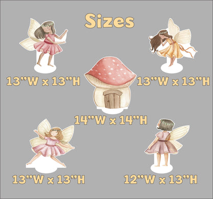 Pink Fairy Double-Sided Table Centerpieces Set 5, Baby Shower, Nursery Decor, Table Decor, Fairy First Birthday Cutouts, Party Props