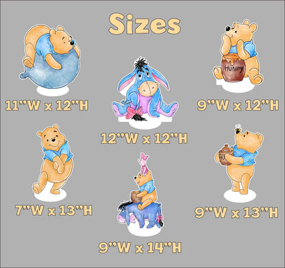 Classic Honey Bear and Friends Double-Sided Table Centerpieces Set 6, Baby Shower, Nursery Decor, Table Decor, Gender Reveal Decor