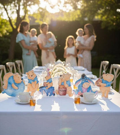 Classic Honey Bear and Friends Double-Sided Table Centerpieces Set 6, Baby Shower, Nursery Decor, Table Decor, Gender Reveal Decor