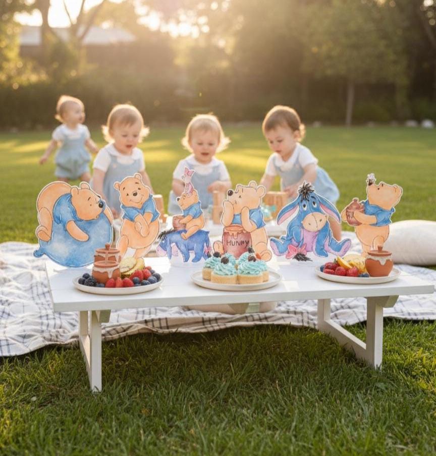Classic Honey Bear and Friends Double-Sided Table Centerpieces Set 6, Baby Shower, Nursery Decor, Table Decor, Gender Reveal Decor