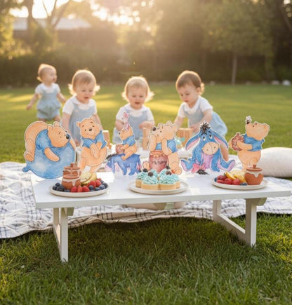 Classic Honey Bear and Friends Double-Sided Table Centerpieces Set 6, Baby Shower, Nursery Decor, Table Decor, Gender Reveal Decor