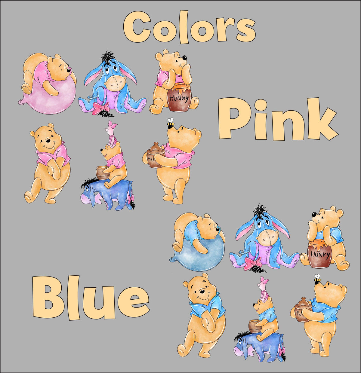 Classic Honey Bear and Friends Double-Sided Table Centerpieces Set 6, Baby Shower, Nursery Decor, Table Decor, Gender Reveal Decor