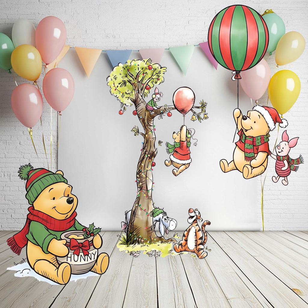 Christmas Honey Bear Cutouts (Tree & Hot Air Balloon), Baby Shower Backdrop, Lawn Sign, Outdoor Decor, Christmas Decor, Winter Decor