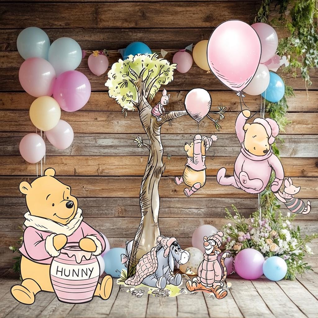 Pink Honey Bear Party Cutouts, Baby Shower Decoration, Baby Girl, Outdoor Decor, Christmas Decor, Yard Sign