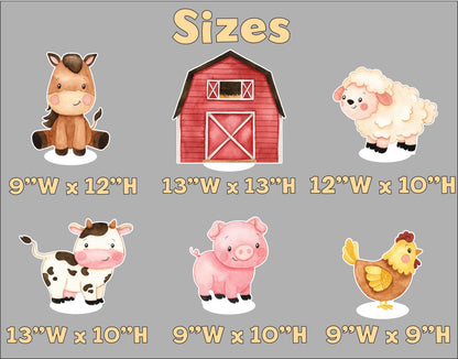 Farm Animals Double-Sided Table Centerpieces Set 6, Baby Shower, Nursery Decor, Table Decor, Birthday Decorations, Farmhouse Decor, Props