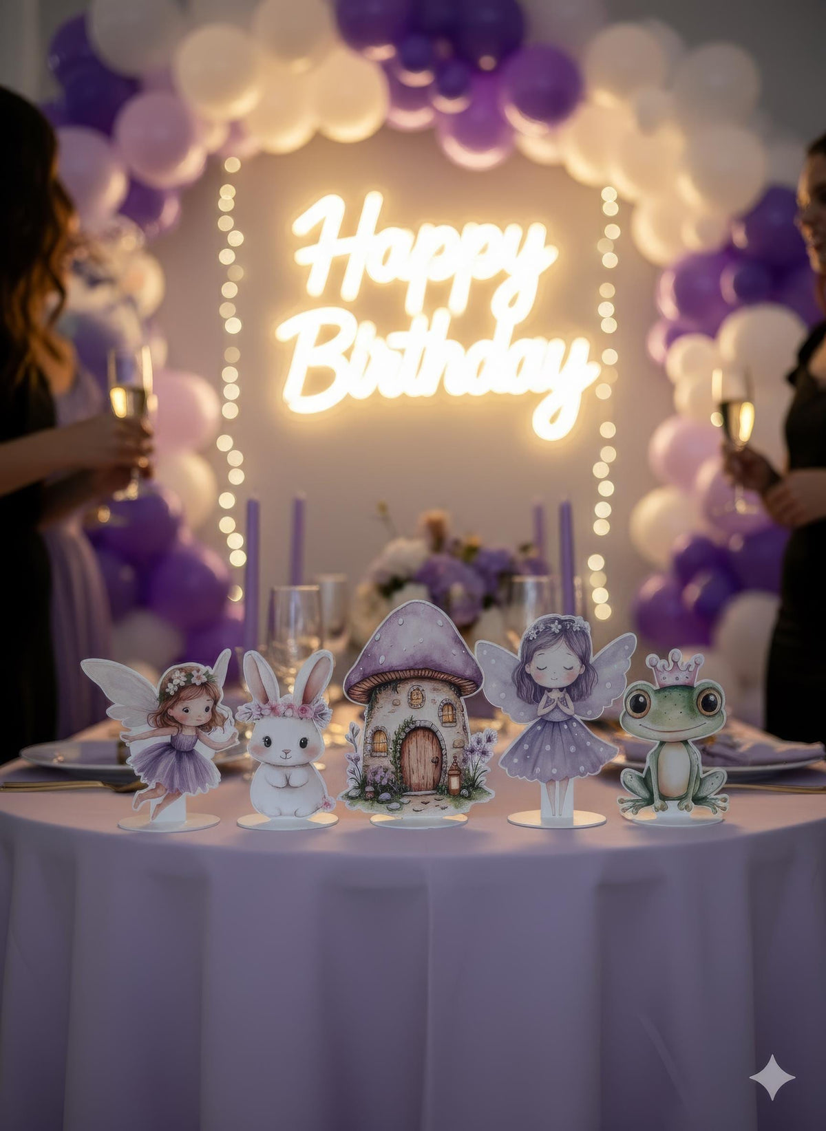 Purple Fairy Double-Sided Table Centerpieces Set 5, Baby Shower, Nursery Decor, Table Decor, Fairy First Birthday, Party Props