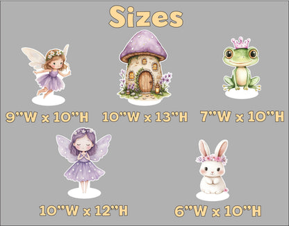 Purple Fairy Double-Sided Table Centerpieces Set 5, Baby Shower, Nursery Decor, Table Decor, Fairy First Birthday, Party Props