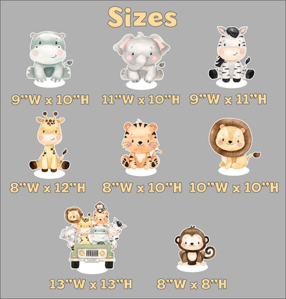 Safari Animals Double-Sided Table Centerpieces Set 8, Jungle Baby Shower, Nursery Decor, Table Decor, Birthday Decorations, Wild One