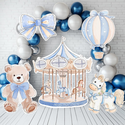 Blue Teddy Bear Cutouts — custom party decor, printed and cut to shape