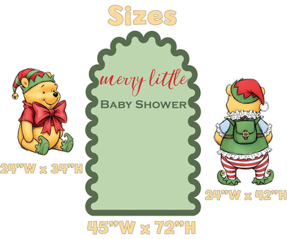 Merry Little Baby Shower, Elf Honey Bear Cutouts, Backdrop, Lawn Sign, Outdoor Decor, Christmas Decor, Winter Decor