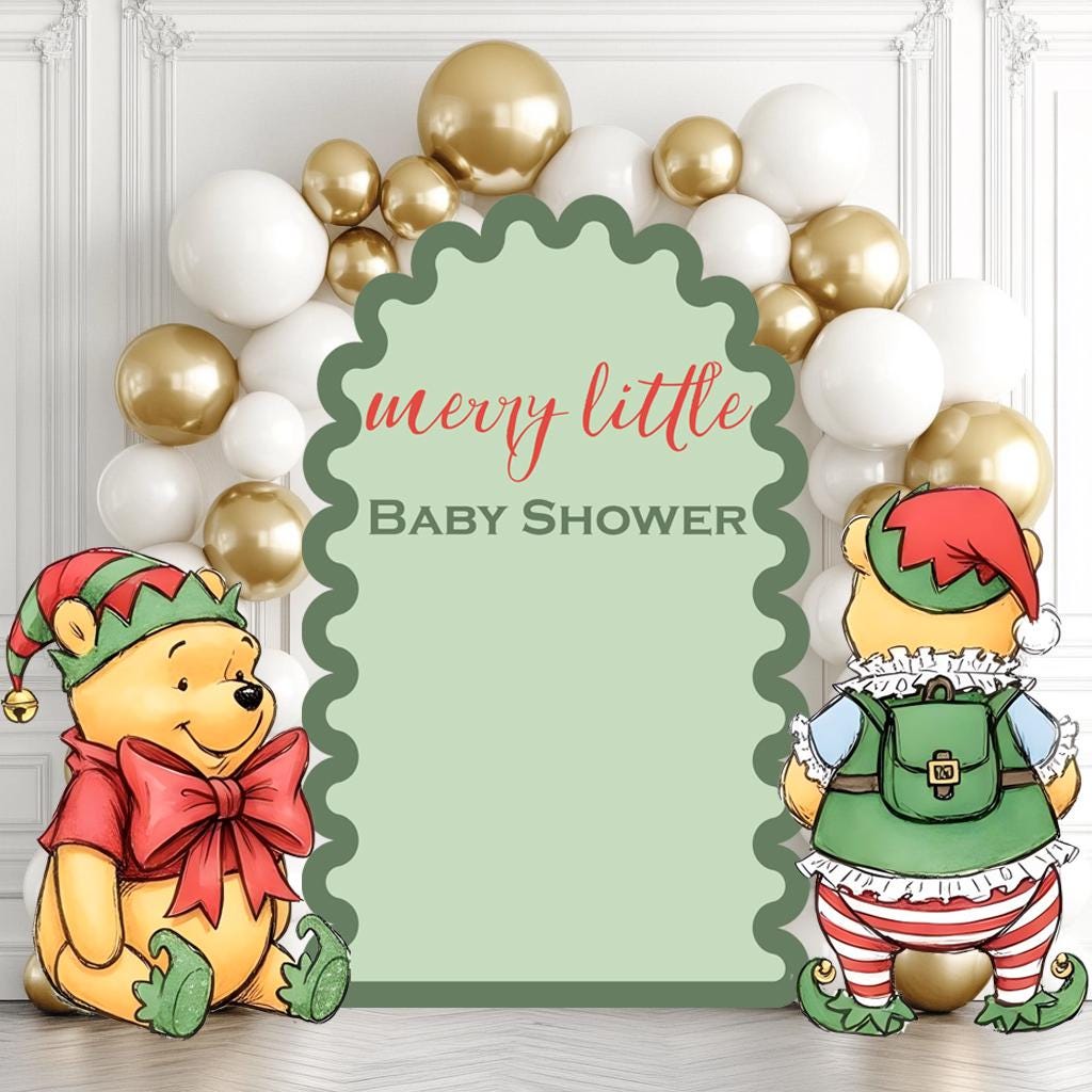 Merry Little Baby Shower, Elf Honey Bear Cutouts, Backdrop, Lawn Sign, Outdoor Decor, Christmas Decor, Winter Decor