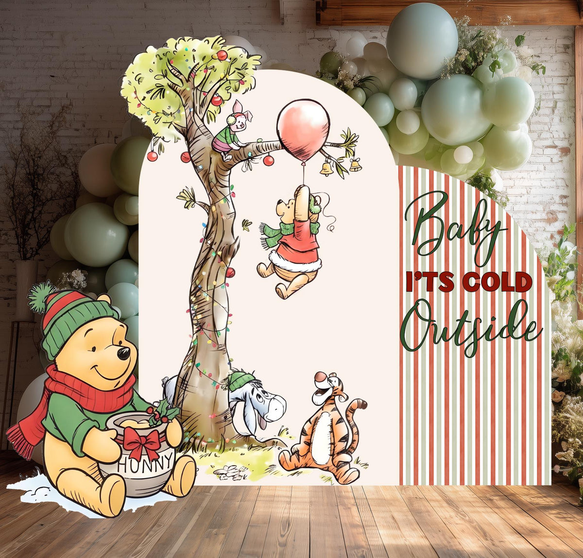 Santa Honey Bear Cutouts — custom party decor, printed and cut to shape