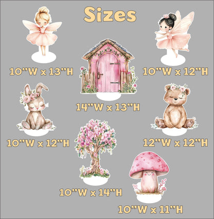 Pink Fairy Double-Sided Table Centerpieces Set 7, Baby Shower, Nursery Decor, Table Decor, Fairy First Birthday, Party Props