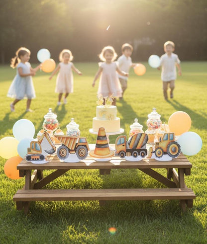 Construction Party Double-Sided Table Centerpieces Set 5, Boy Baby Shower, Nursery Decor, Table Decor, Birthday Decorations