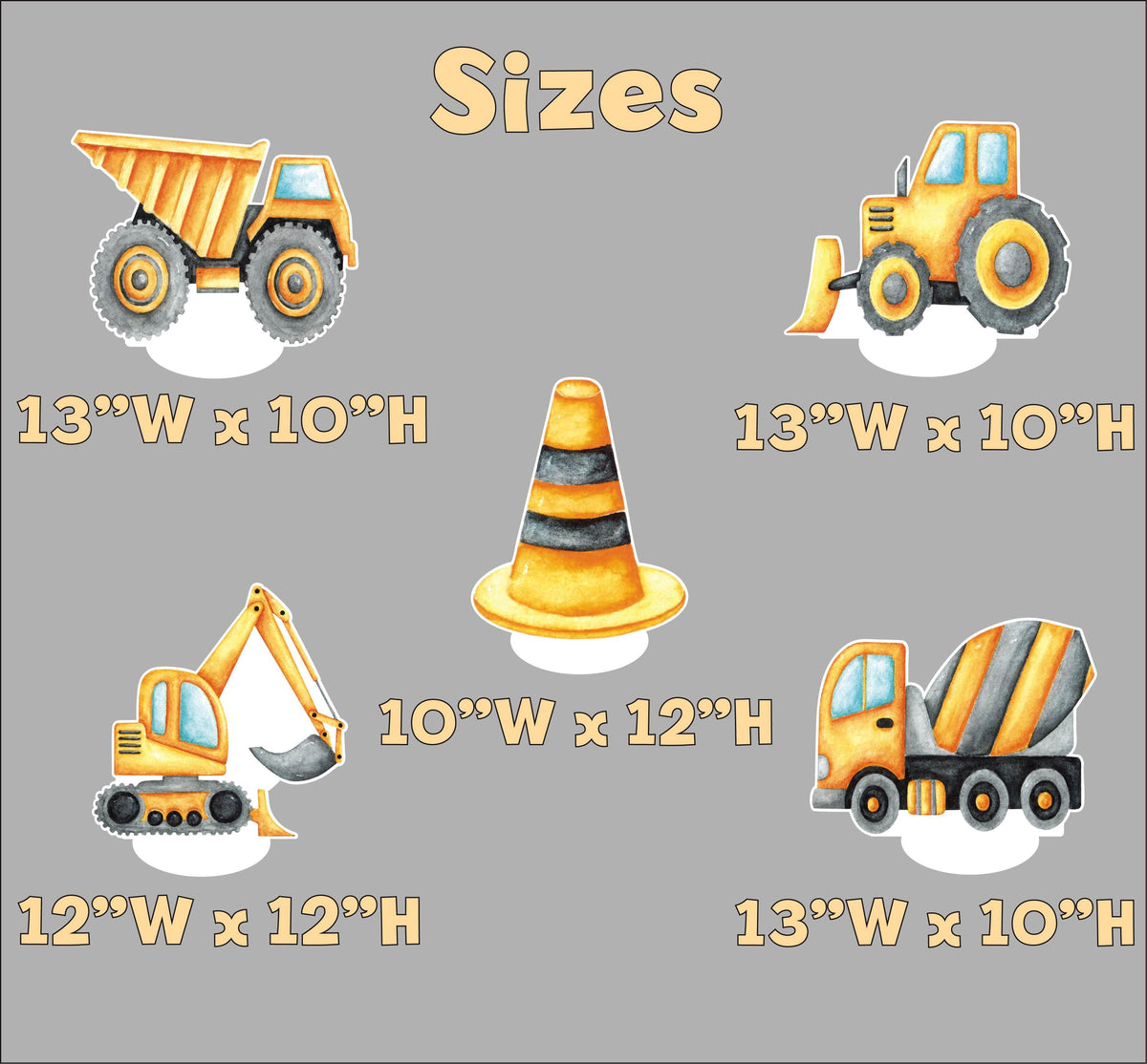 Construction Party Double-Sided Table Centerpieces Set 5, Boy Baby Shower, Nursery Decor, Table Decor, Birthday Decorations