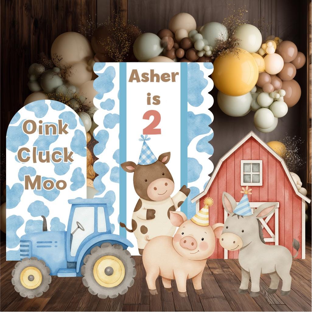 Farm Animals Cutouts Set (Oink Cluck Moo), Baby Boy, Barnyard Birthday Prop, Farm Animal Standee, Baby Shower,Farm Themed Party Decor,Centerpieces,Yard Signs