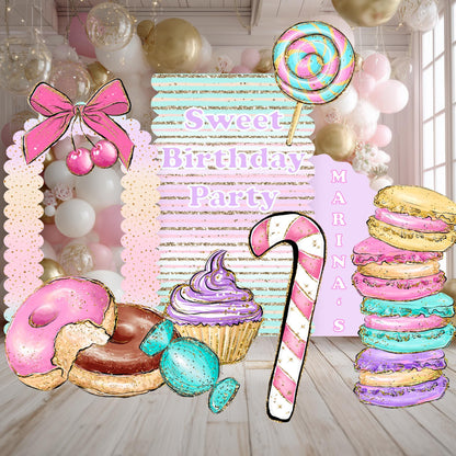 Candyland Cutouts Decor (Birthday Arch), Candy Shop Backdrop, Two Sweet Birthday, Ice Cream Baby Shower, Lollipop, Donuts, Candy Theme Decor, Sweet Store