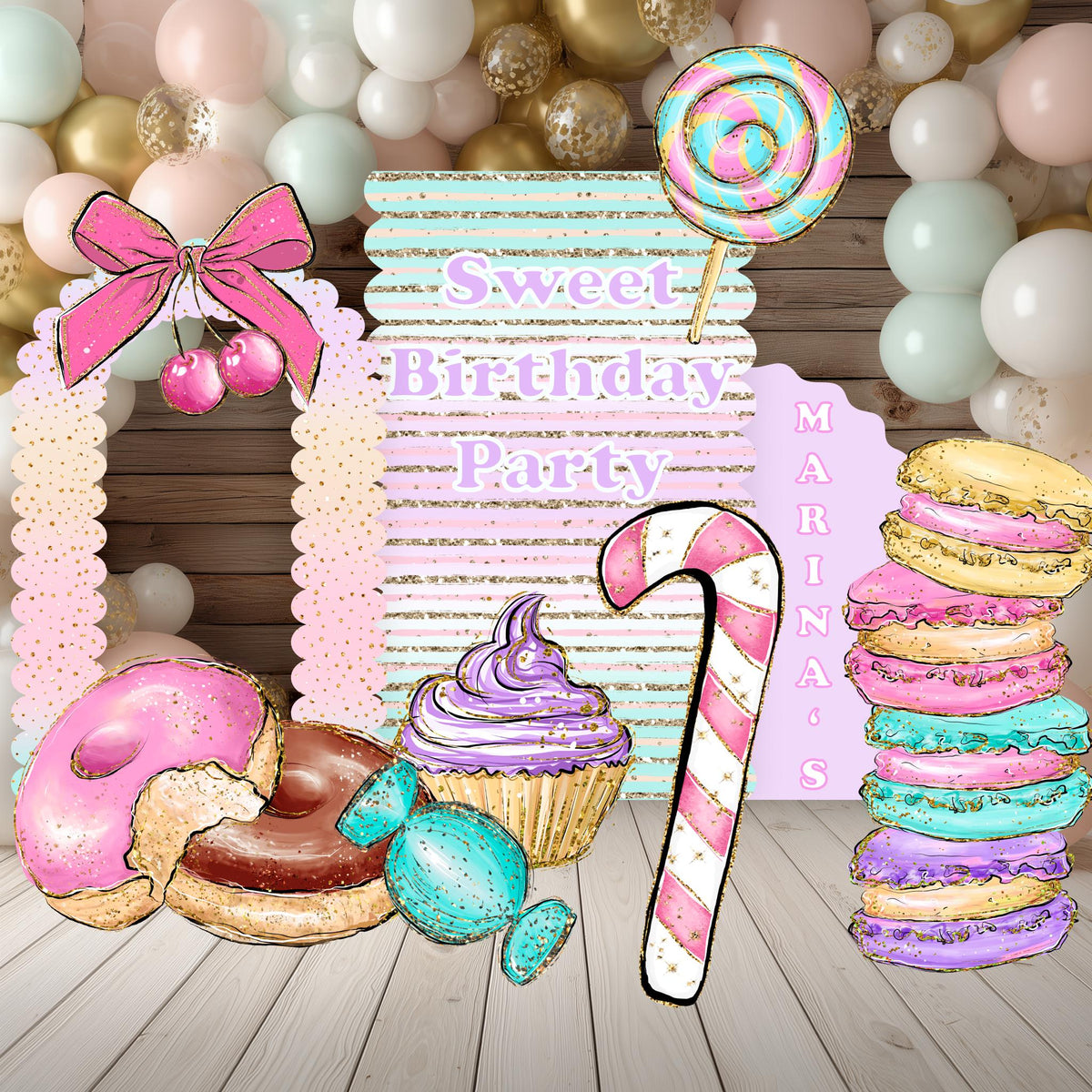 Candy Shop Cutouts Decor — custom party decor, printed and cut to shape