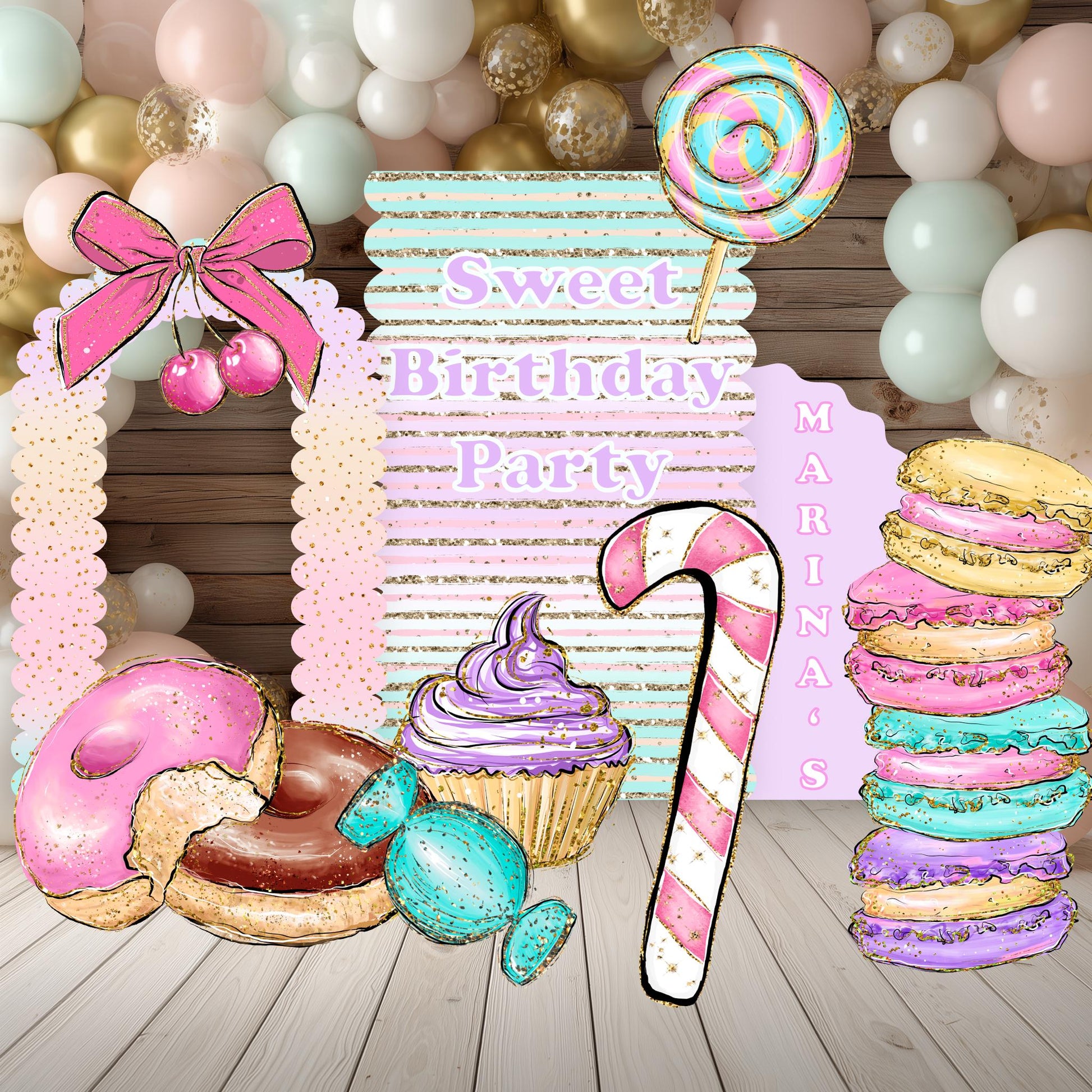 Candy Shop Cutouts Decor — custom party decor, printed and cut to shape