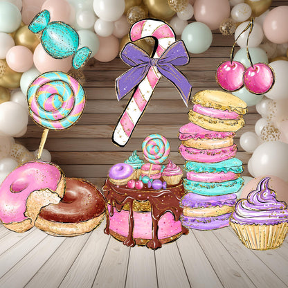 Candyland Cutouts Decor (Candy Props Set), Candy Shop Backdrop, Two Sweet Birthday, Ice Cream Baby Shower, Lollipop, Donuts, Candy Theme Decor, Sweet Store