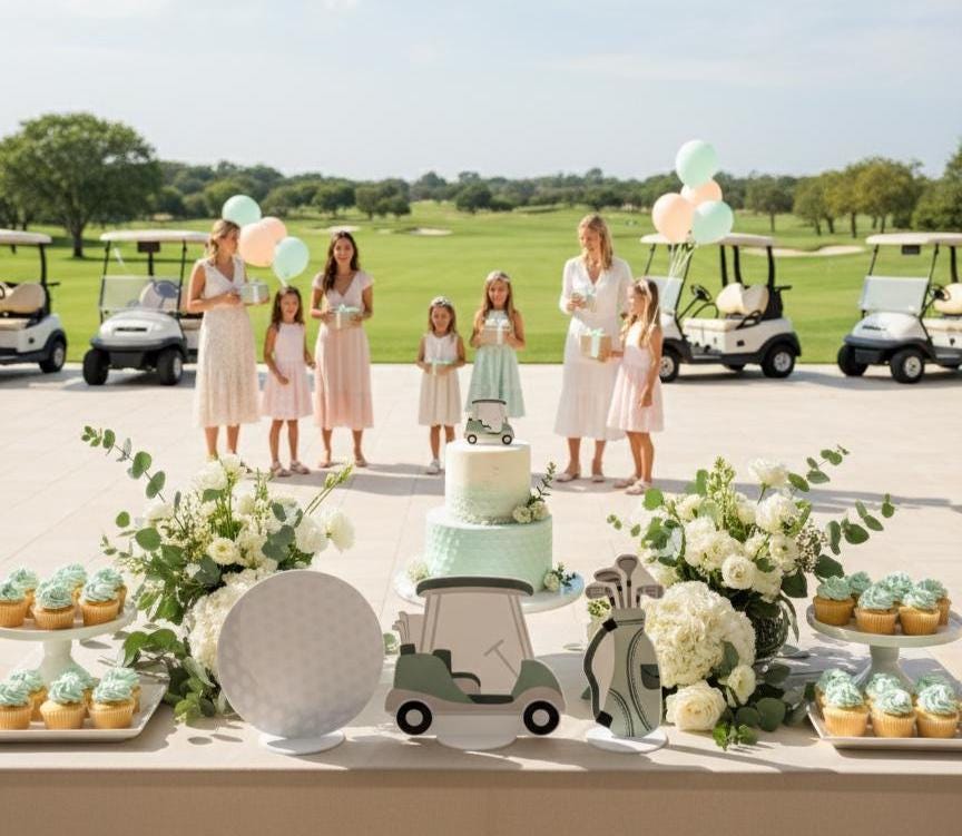 Golf Party Double-Sided Table Centerpieces Set 3, Hole in One, Baby Shower, Nursery Decor, Table Decor, 1st Birthday Decoration, Golf Cutout