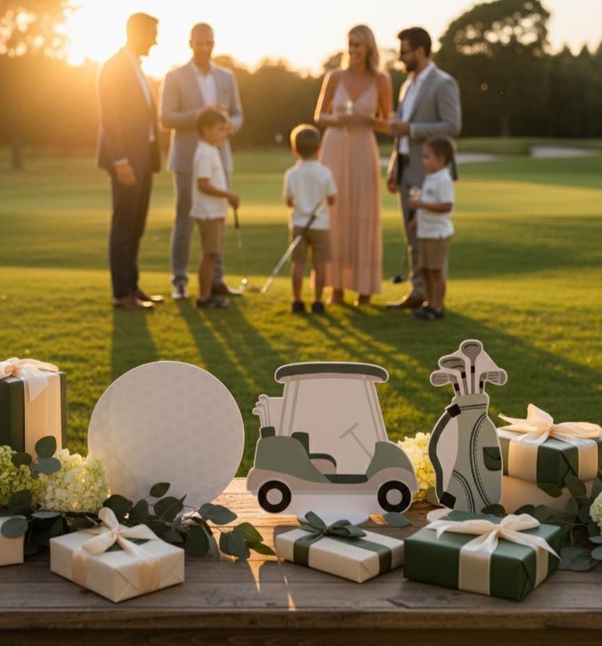 Golf Party Double-Sided Table Centerpieces Set 3 — custom party decor, printed and cut to shape