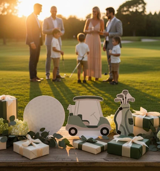 Golf Party Double-Sided Table Centerpieces Set 3 — custom party decor, printed and cut to shape