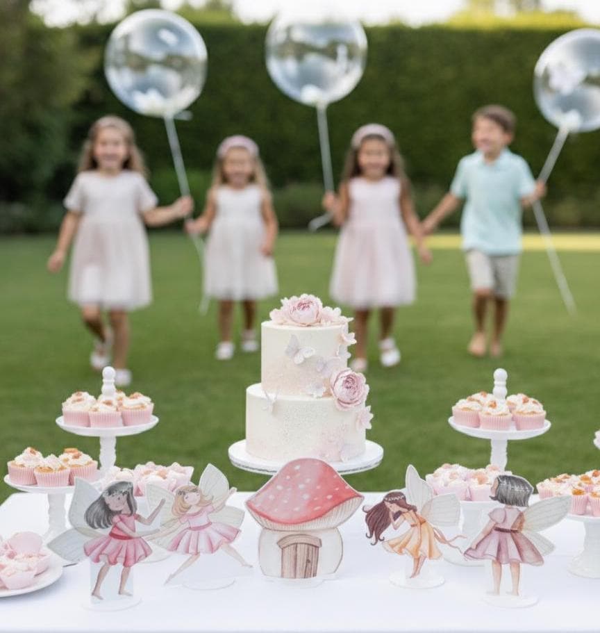 Pink Fairy Double-Sided Table Centerpieces Set 5, Baby Shower, Nursery Decor, Table Decor, Fairy First Birthday Cutouts, Party Props