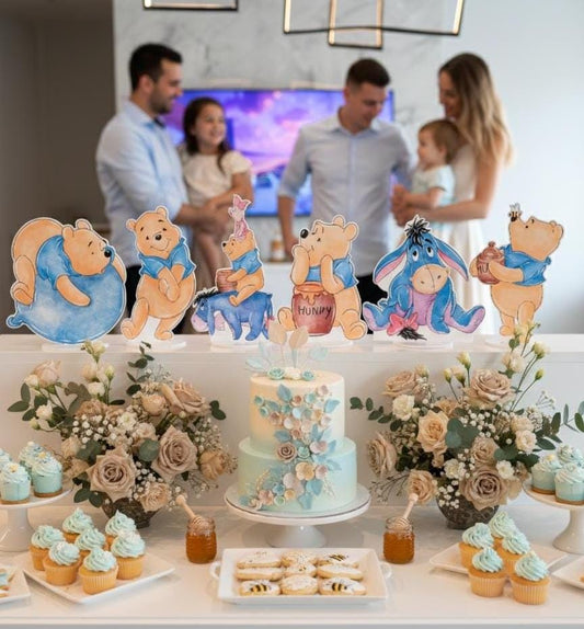 Classic Honey Bear and Friends Double-Sided Table Centerpiec — custom party decor, printed and cut to shape