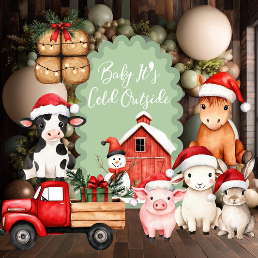 Christmas Farm Animals Cutout — custom party decor, printed and cut to shape
