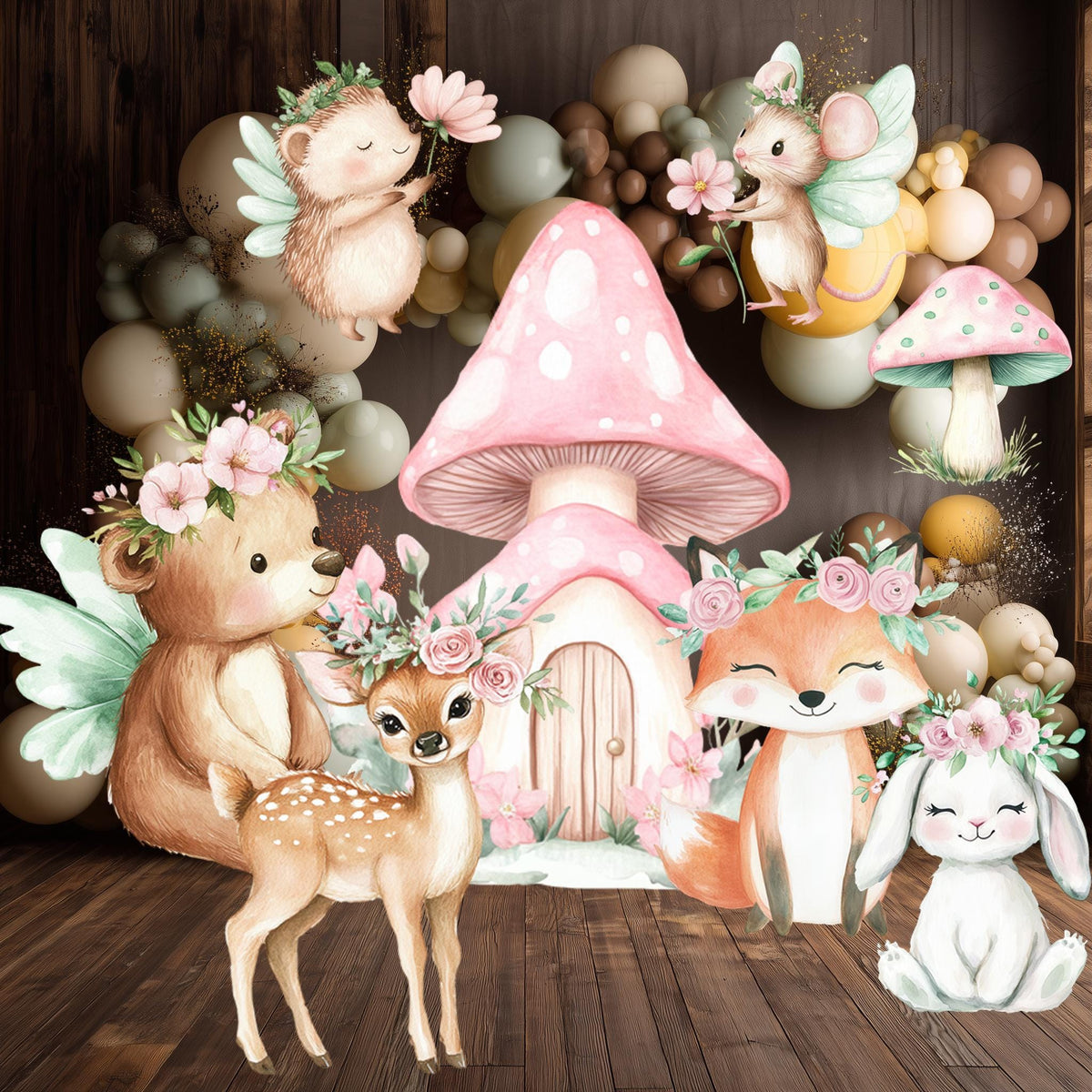 Floral Woodland Animals Cutouts, Forest Animals Props, Birthday Decoration, Centerpieces, Baby Shower, Backdrop