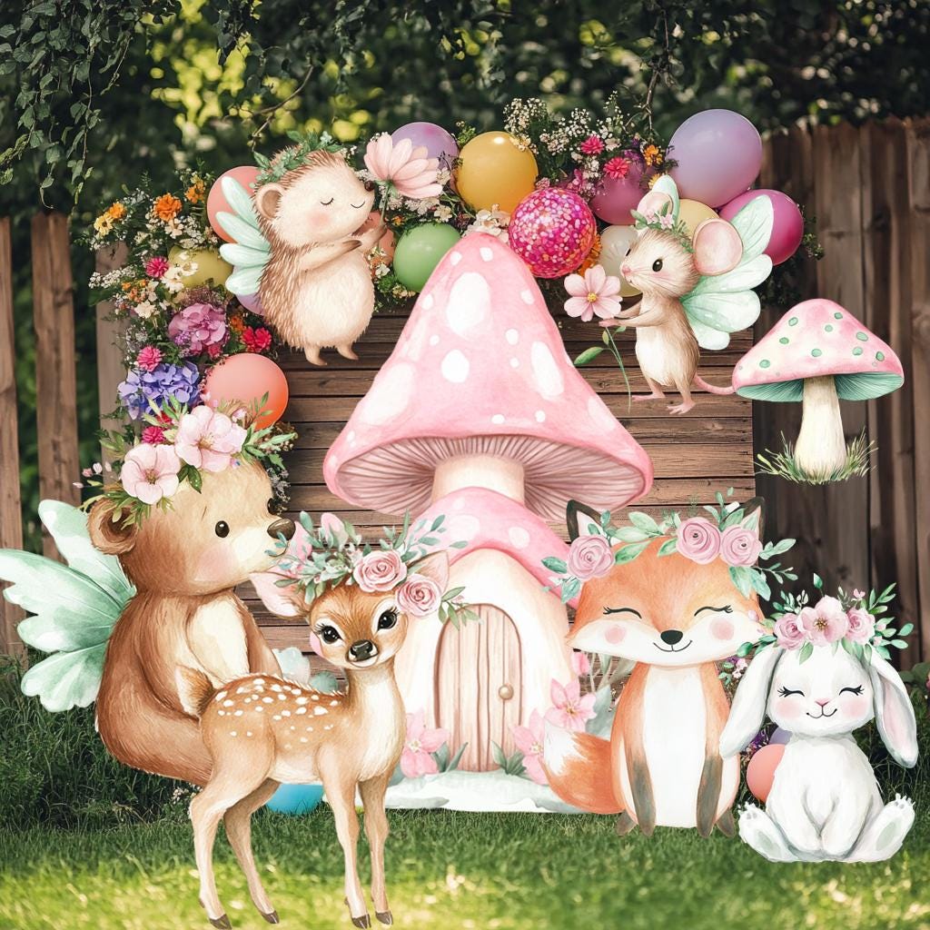 Floral Woodland Animals Cutouts, Forest Animals Props, Birthday Decoration, Centerpieces, Baby Shower, Backdrop