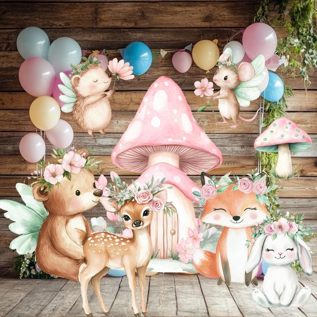Floral Woodland Animals Cutouts, Forest Animals Props, Birthday Decoration, Centerpieces, Baby Shower, Backdrop