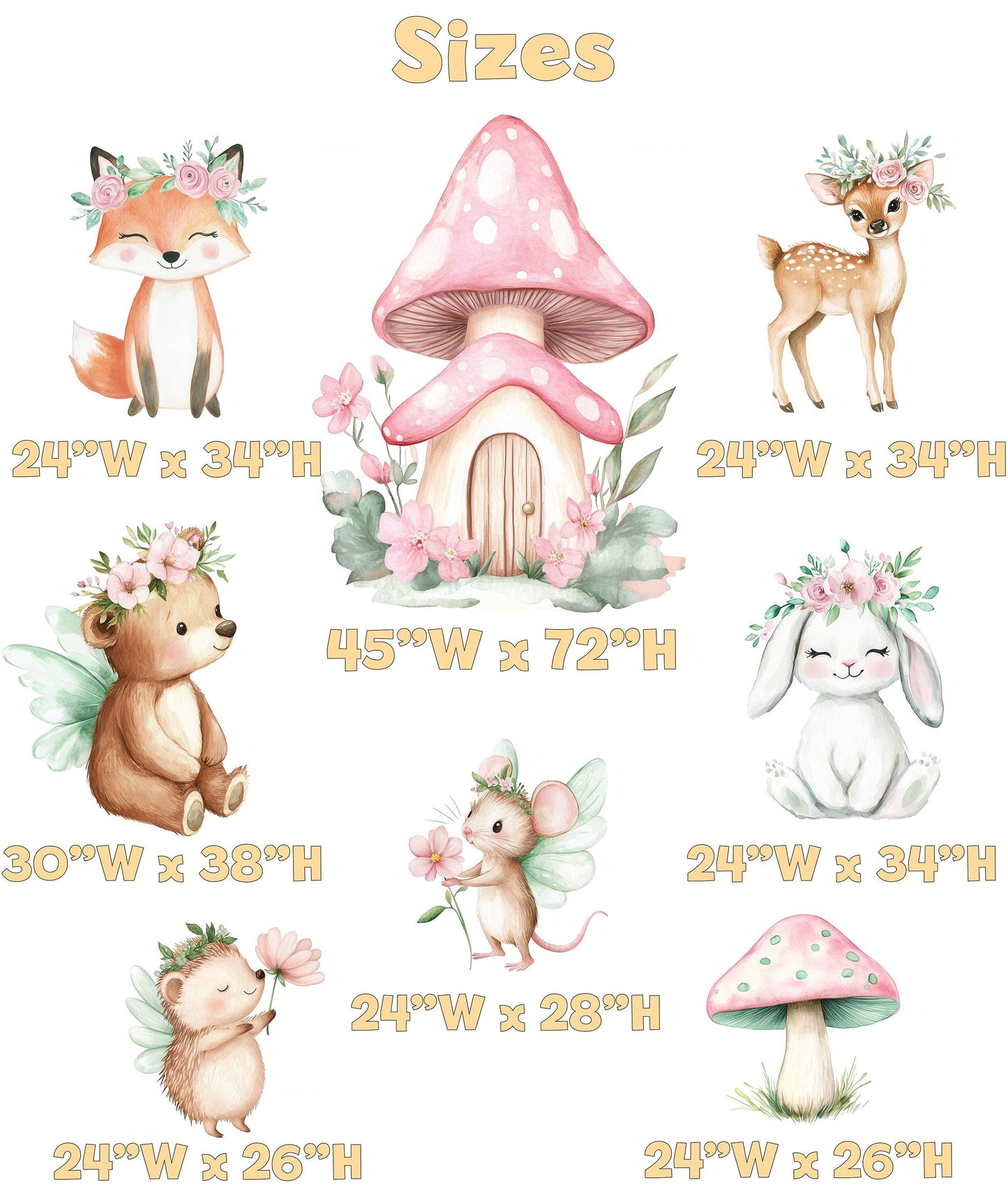 Floral Woodland Animals Cutouts, Forest Animals Props, Birthday Decoration, Centerpieces, Baby Shower, Backdrop