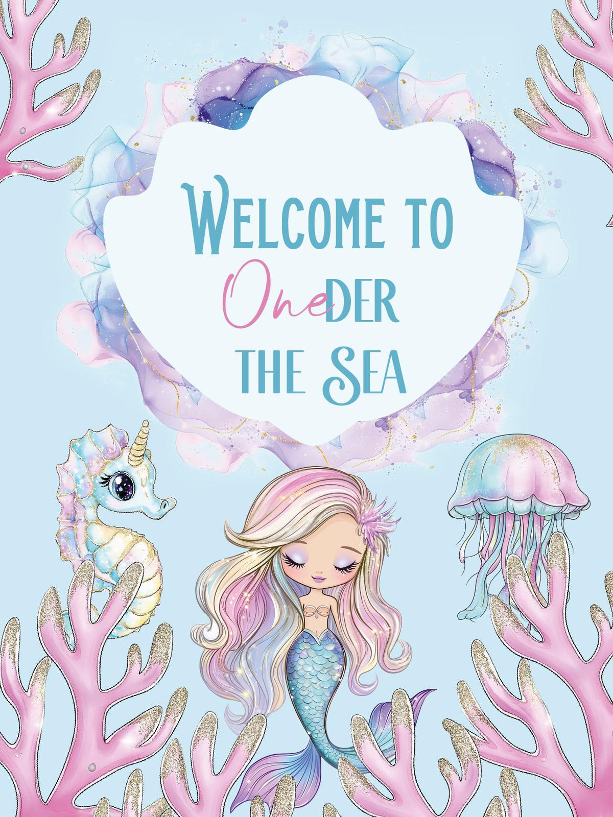 Pastel Mermaid Cutouts, Birthday Party Decor, Props, Under The Sea Party, Arch Backdrop, Welcome Sign, Ocean Animals
