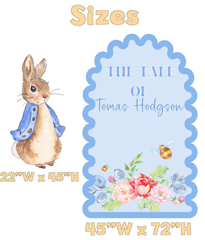 Blue Garden Bunny Cutout, Baby Shower Decor, Backdrop, Gender Reveal, First Birthday, Baby Boy, Newborn