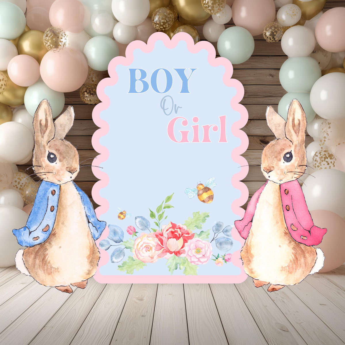 Garden Bunny Cutout, Baby Shower, Twins Backdrop, Gender Reveal, First Birthday, Baby Girl, Newborn, Birth Announcement, Baby Announcement