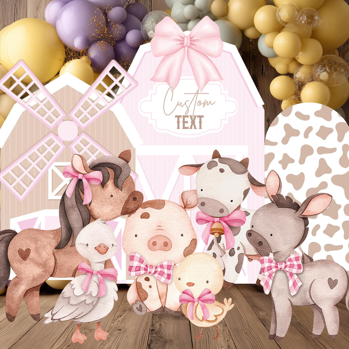 Pink Farm Animals Cutouts, Ranch Animals, Barnyard Birthday Prop, Farm Animal Standee, Baby Shower, Centerpieces