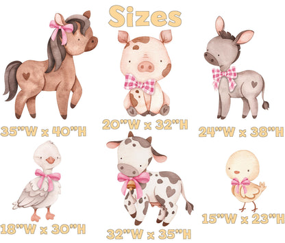 Pink Farm Animals Cutouts, Ranch Animals, Barnyard Birthday Prop, Farm Animal Standee, Baby Shower, Centerpieces