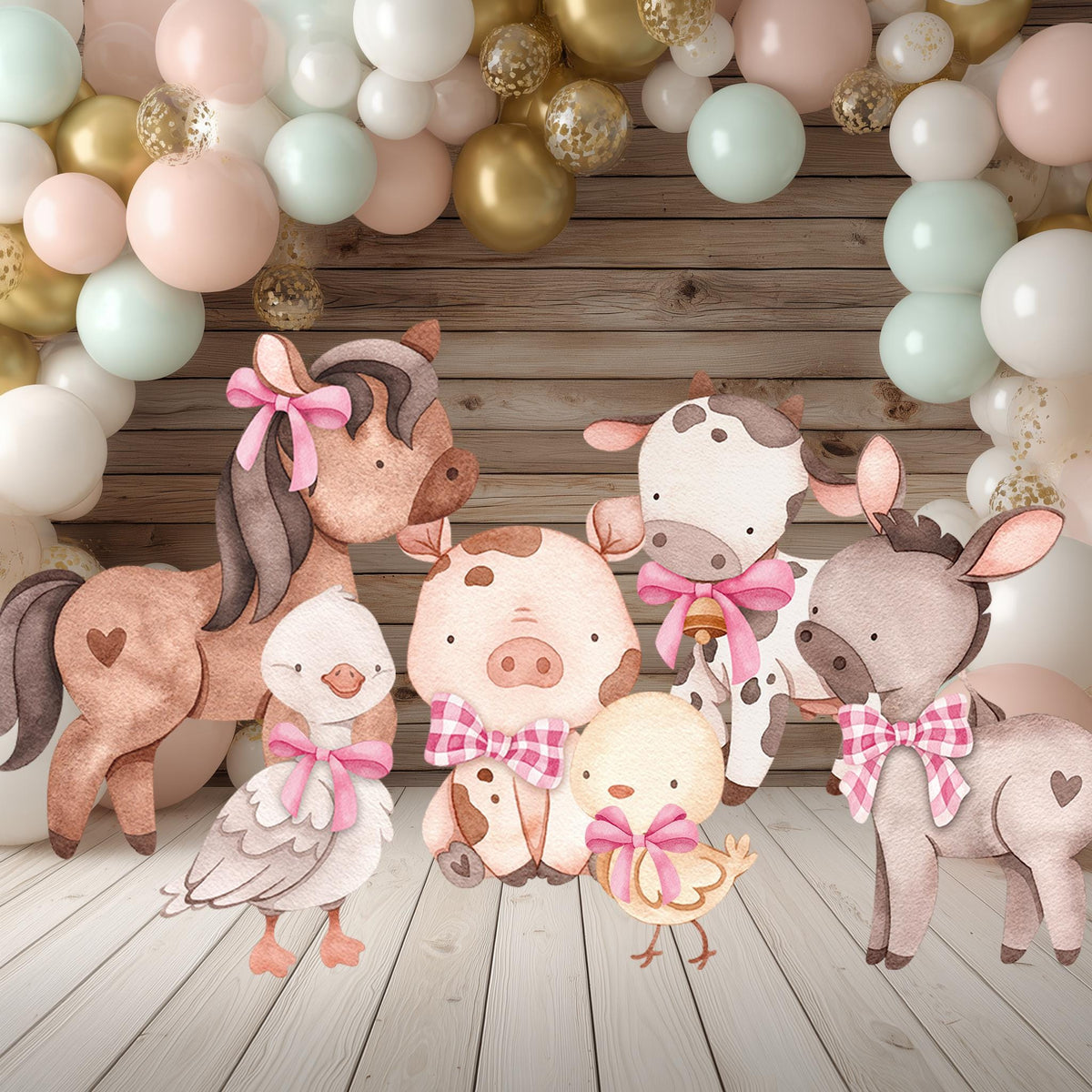 Pink Farm Animals Cutouts, Ranch Animals, Barnyard Birthday Prop, Farm Animals Standee, Baby Shower, Centerpieces