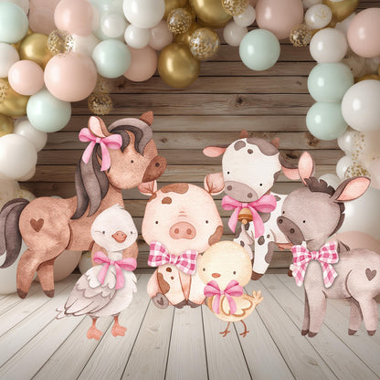 Pink Farm Animals Cutouts, Ranch Animals, Barnyard Birthday Prop, Farm Animals Standee, Baby Shower, Centerpieces